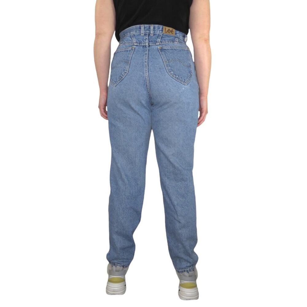 1990s Lee Vintage High Rise Straight Leg Tapered Back Yoke Mom Jeans 30" - Picture 4 of 8